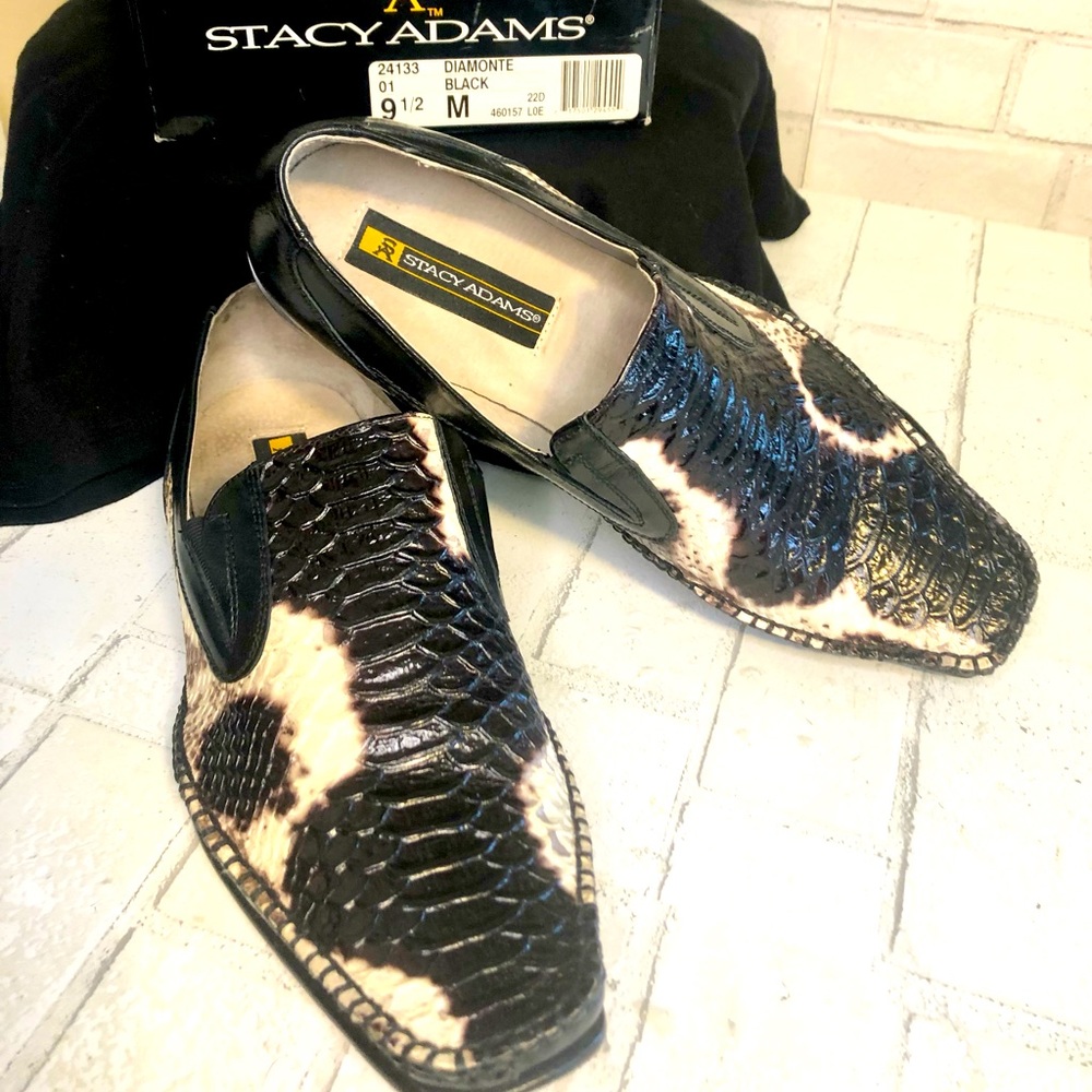 Stacy Adams Mens Black Diamonte Leather Dress Shoes 9.5 M